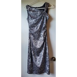 Asymmetrical top silver printed dress